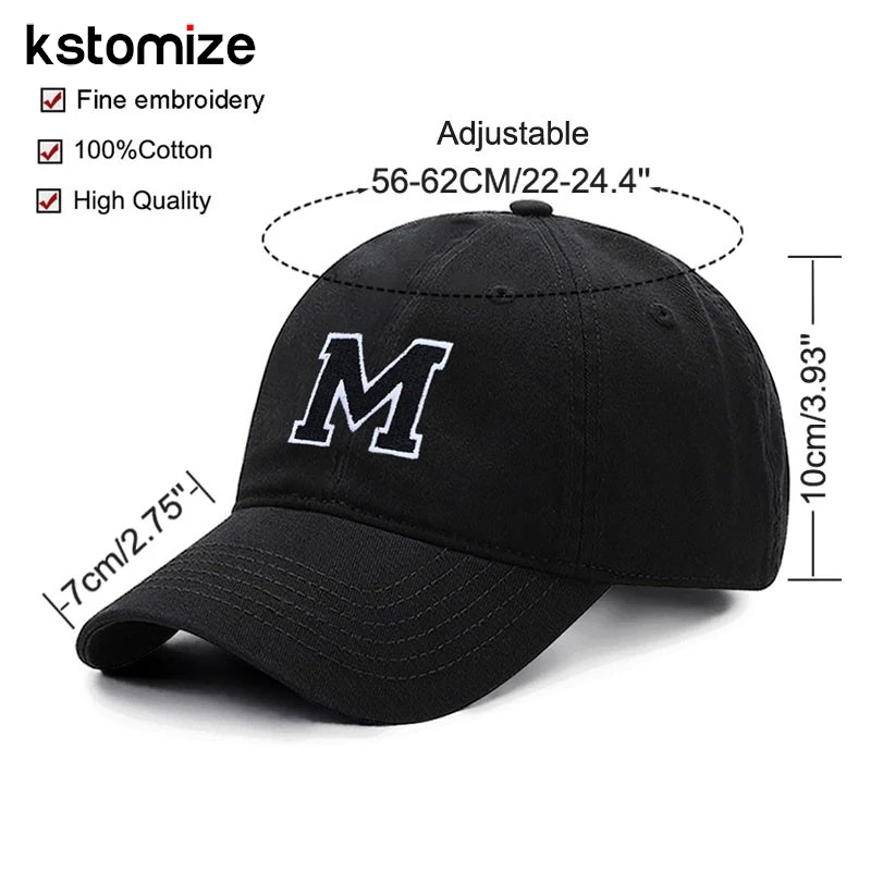 A-Z Black Baseball Cap For Men Women High Quality Soft Cotton Embroider 2025