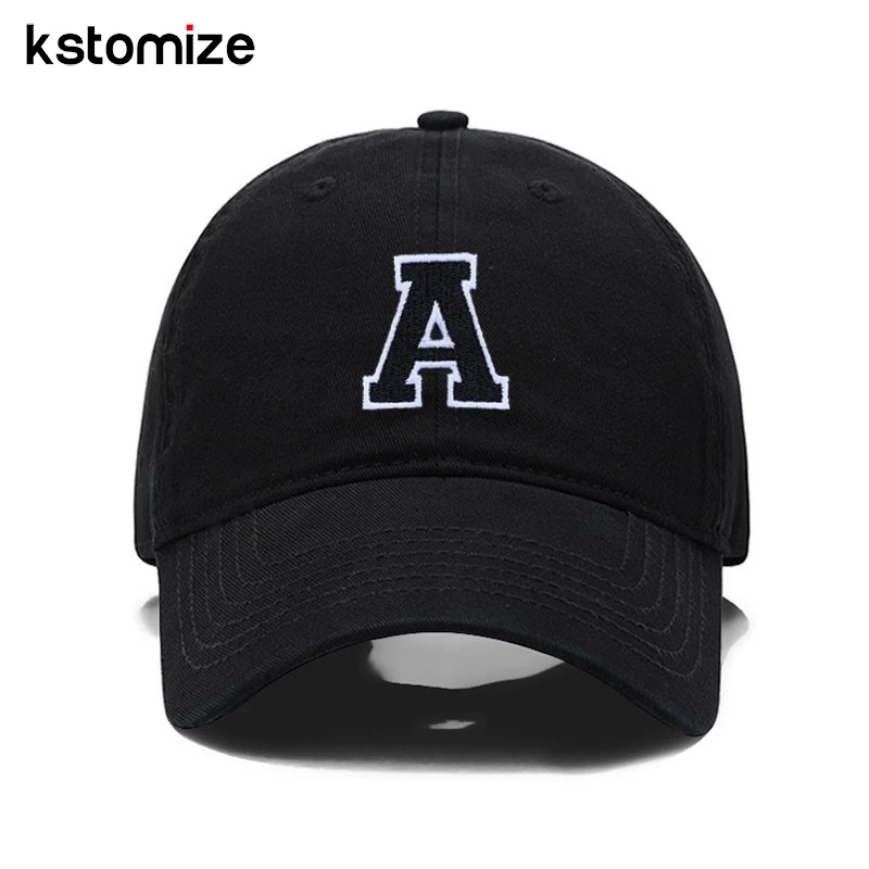 A-Z Black Baseball Cap For Men Women High Quality Soft Cotton Embroider 2025