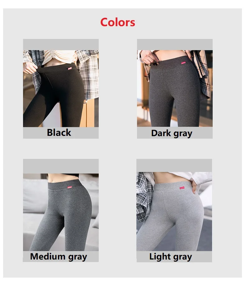 Ribbed Cotton Fashion Leggings For Women 2025 High Waist Autumn Winter Warm Leggings