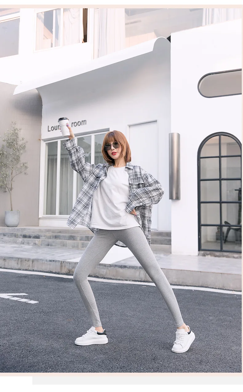 Ribbed Cotton Fashion Leggings For Women 2025 High Waist Autumn Winter Warm Leggings