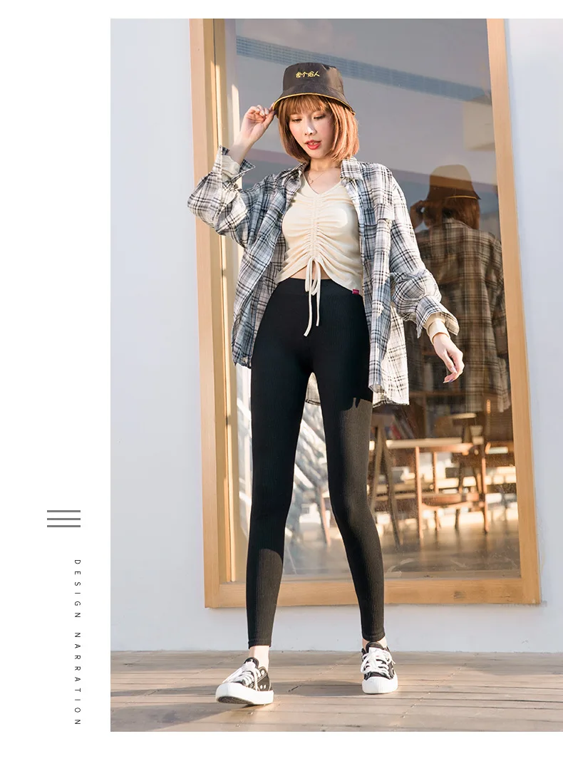 Ribbed Cotton Fashion Leggings For Women 2025 High Waist Autumn Winter Warm Leggings
