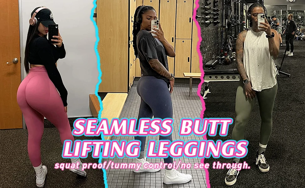 Seamless Push Up Sport Leggings For Women High Waist Tummy Control Gym Workout