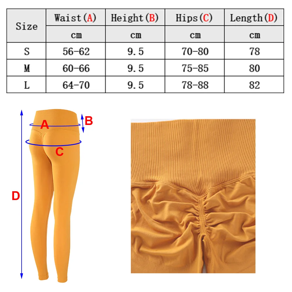 Seamless Push Up Sport Leggings For Women High Waist Tummy Control Gym Workout