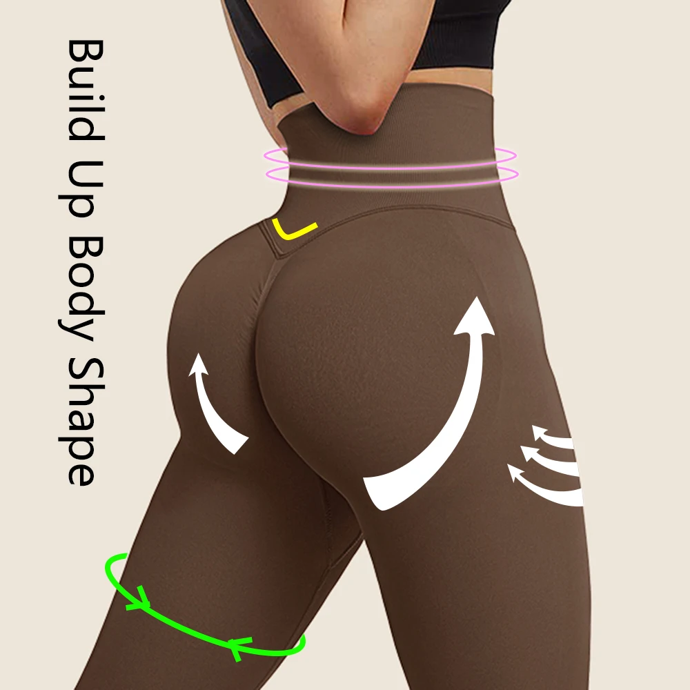 Seamless Push Up Sport Leggings For Women High Waist Tummy Control Gym Workout