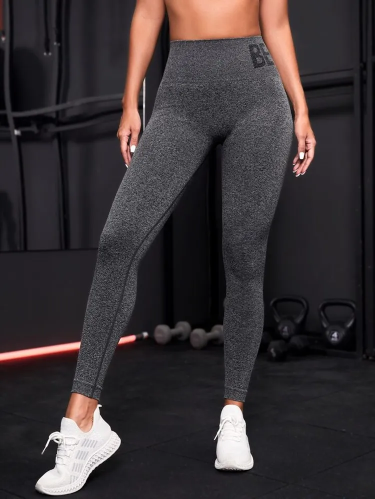 Newest Letter Honey Peach Hip Yoga Pants High Waist Lift Hip Tight Fitness Leggings