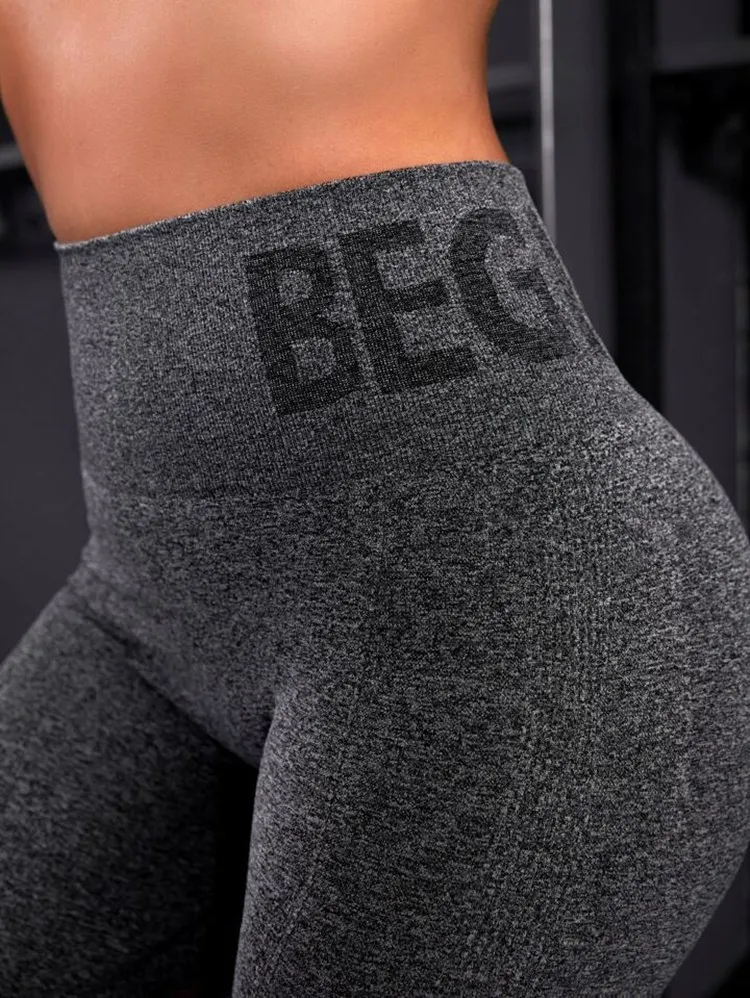 Newest Letter Honey Peach Hip Yoga Pants High Waist Lift Hip Tight Fitness Leggings