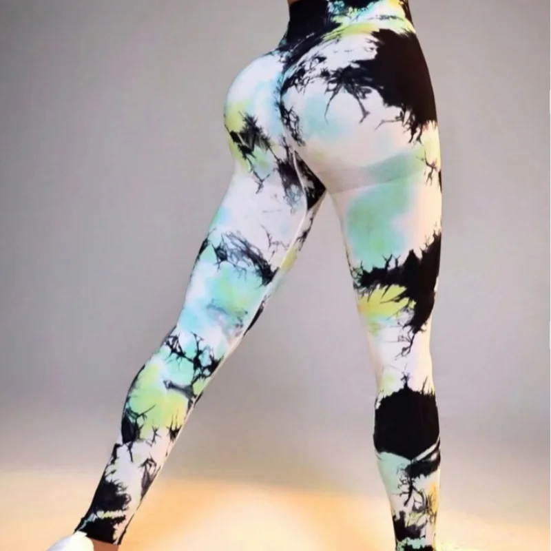 New 3D Print Tie Dye Sports Pants Women Seamless  Leggings High Waist Fitness Push Up Leggings