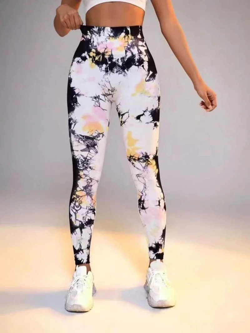 New 3D Print Tie Dye Sports Pants Women Seamless  Leggings High Waist Fitness Push Up Leggings