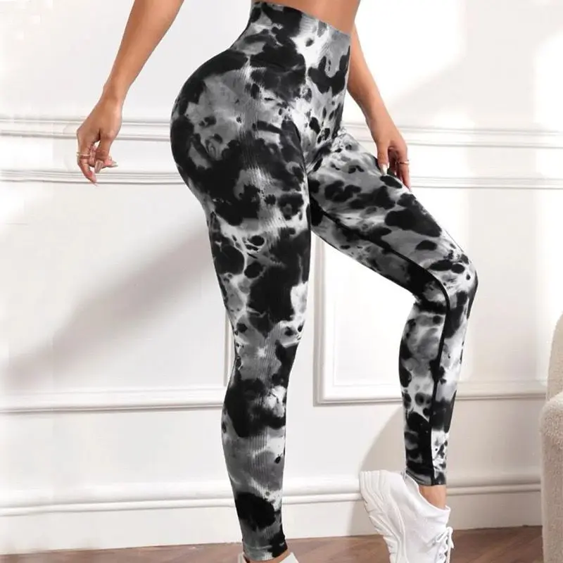 New 3D Print Tie Dye Sports Pants Women Seamless  Leggings High Waist Fitness Push Up Leggings