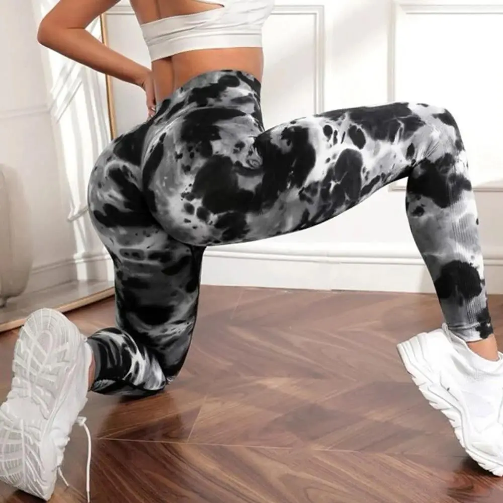 New 3D Print Tie Dye Sports Pants Women Seamless  Leggings High Waist Fitness Push Up Leggings