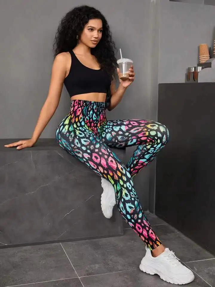 New 3D Print Tie Dye Sports Pants Women Seamless  Leggings High Waist Fitness Push Up Leggings