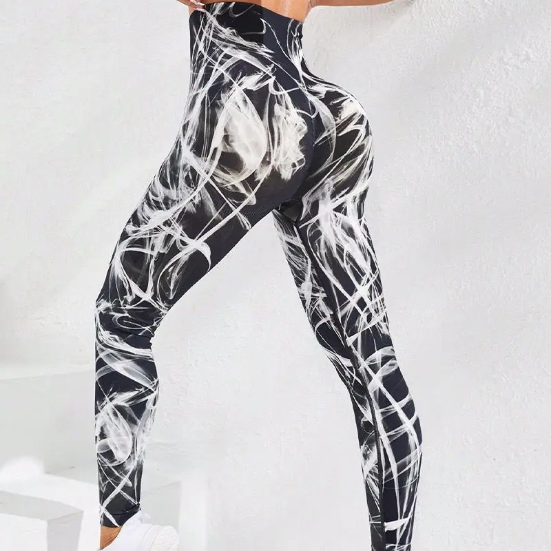 New 3D Print Tie Dye Sports Pants Women Seamless  Leggings High Waist Fitness Push Up Leggings