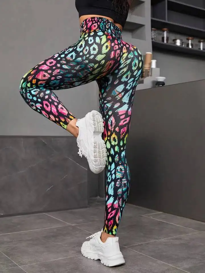 New 3D Print Tie Dye Sports Pants Women Seamless  Leggings High Waist Fitness Push Up Leggings