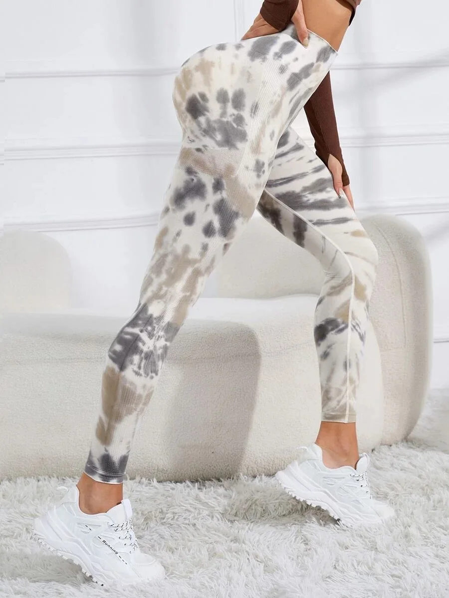New 3D Print Tie Dye Sports Pants Women Seamless  Leggings High Waist Fitness Push Up Leggings