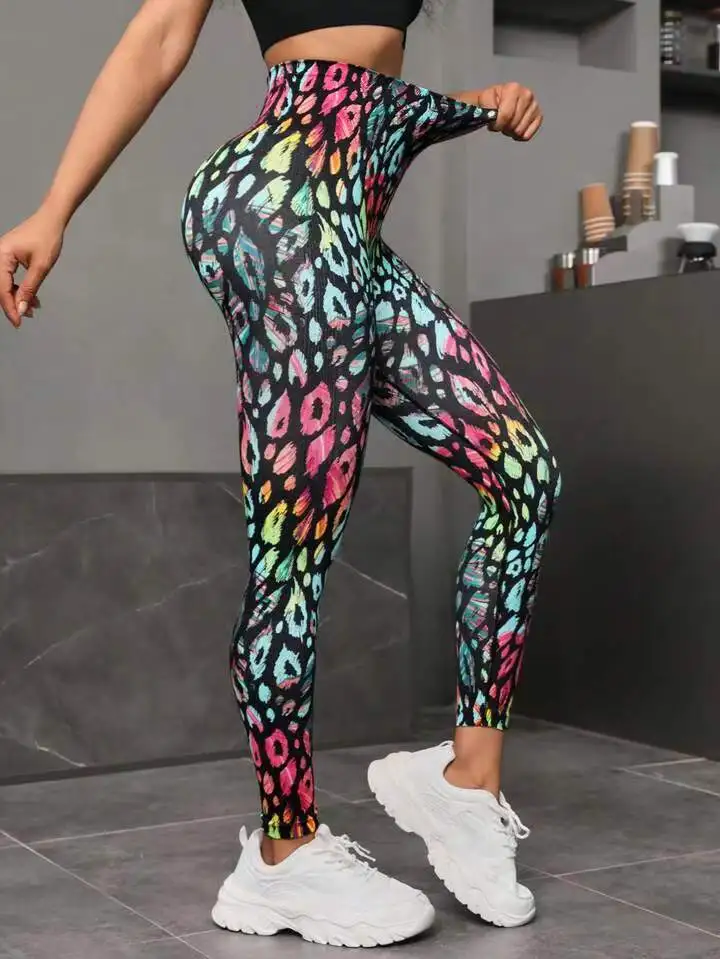 New 3D Print Tie Dye Sports Pants Women Seamless  Leggings High Waist Fitness Push Up Leggings