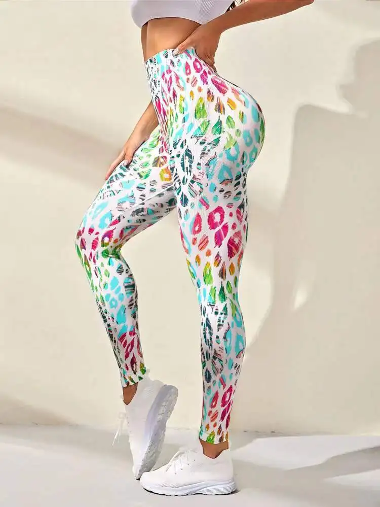 New 3D Print Tie Dye Sports Pants Women Seamless  Leggings High Waist Fitness Push Up Leggings