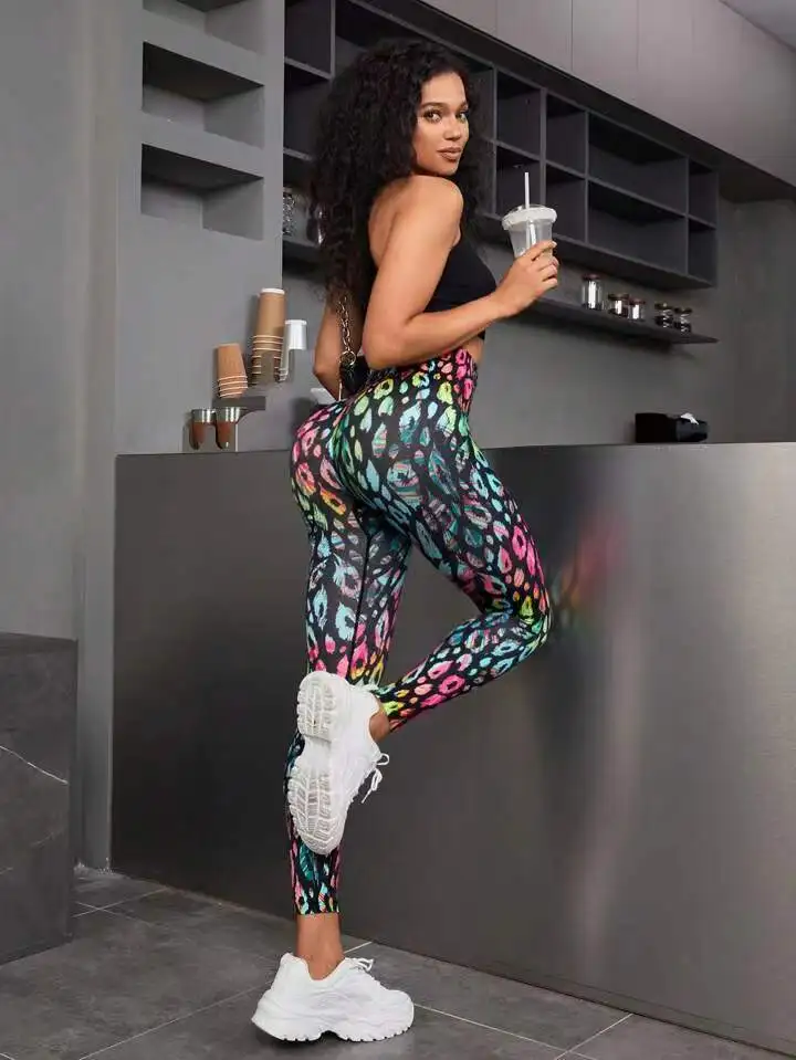 New 3D Print Tie Dye Sports Pants Women Seamless  Leggings High Waist Fitness Push Up Leggings