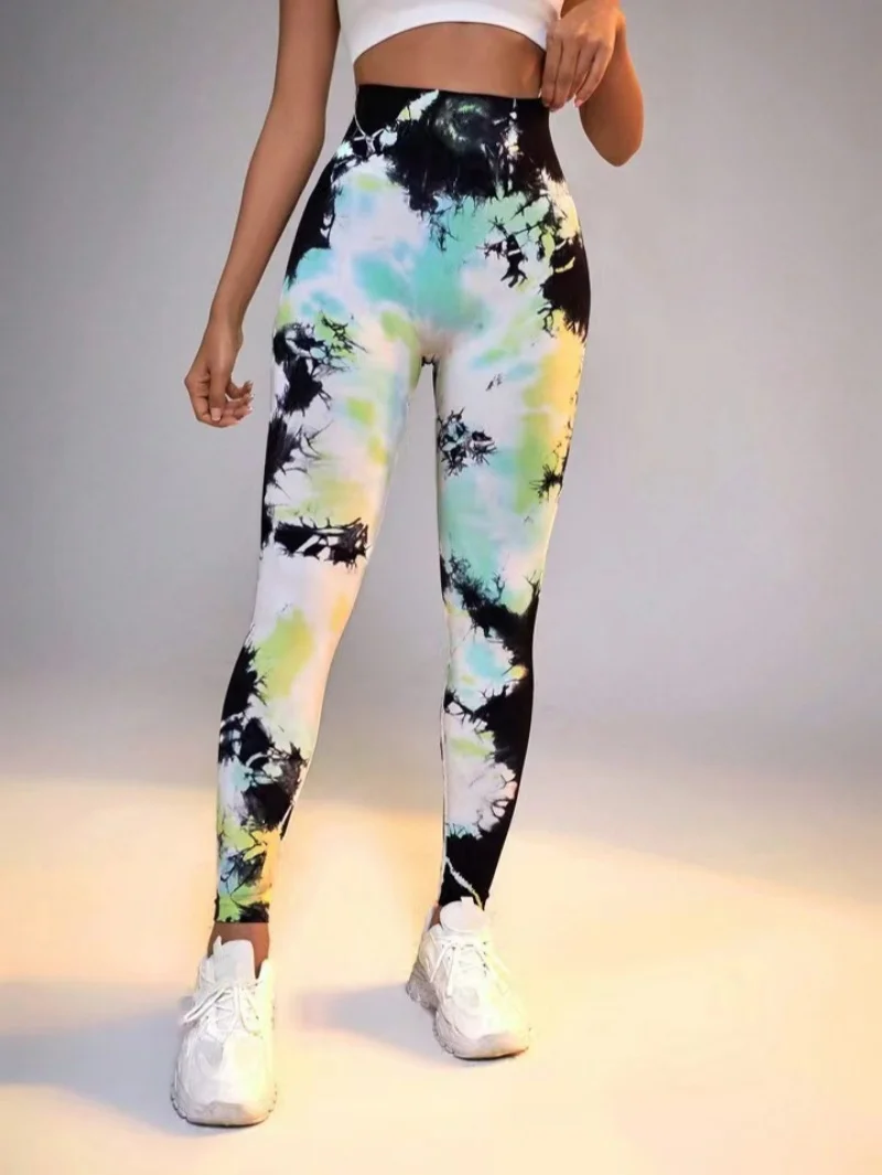 New 3D Print Tie Dye Sports Pants Women Seamless  Leggings High Waist Fitness Push Up Leggings