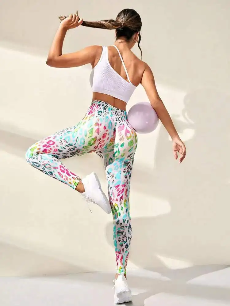 New 3D Print Tie Dye Sports Pants Women Seamless  Leggings High Waist Fitness Push Up Leggings