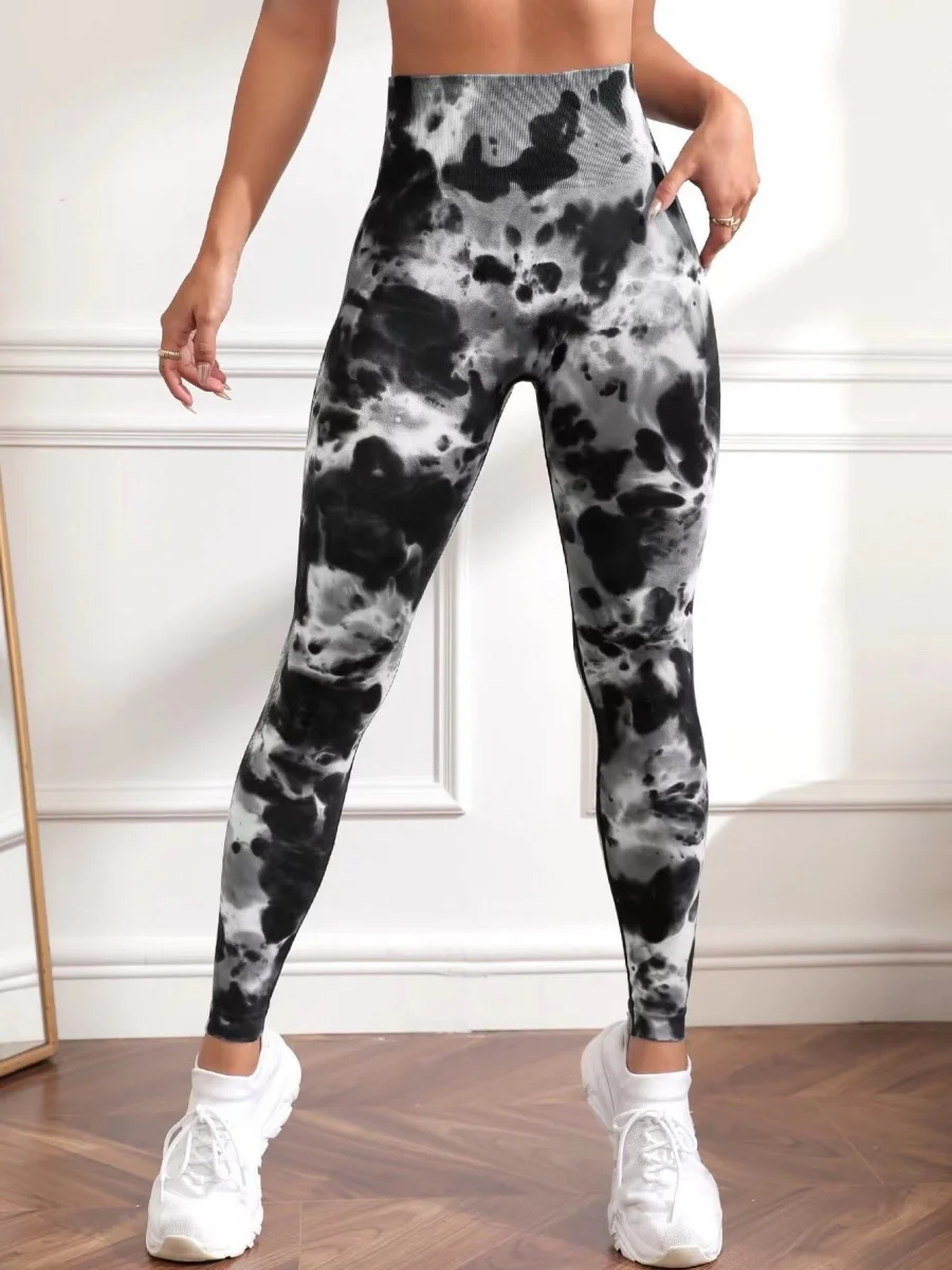 New 3D Print Tie Dye Sports Pants Women Seamless  Leggings High Waist Fitness Push Up Leggings
