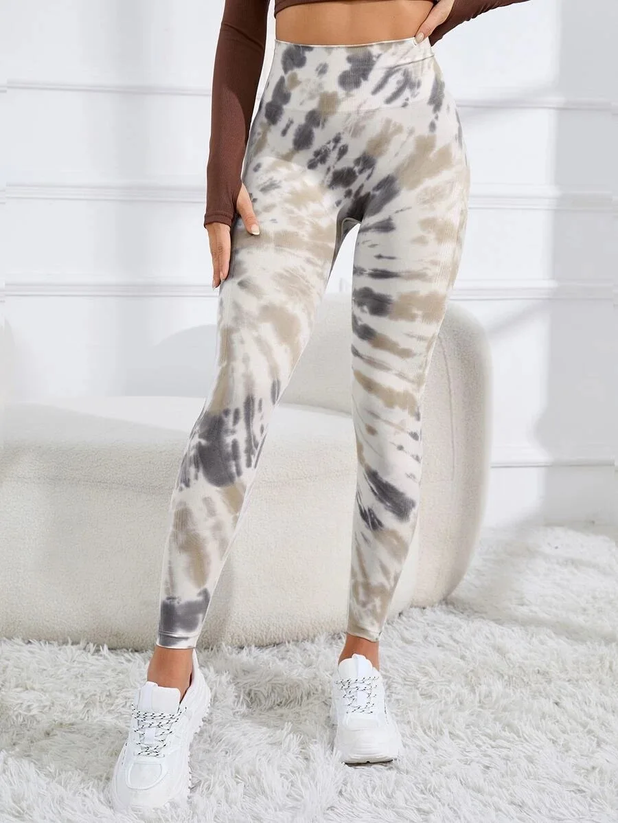 New 3D Print Tie Dye Sports Pants Women Seamless  Leggings High Waist Fitness Push Up Leggings