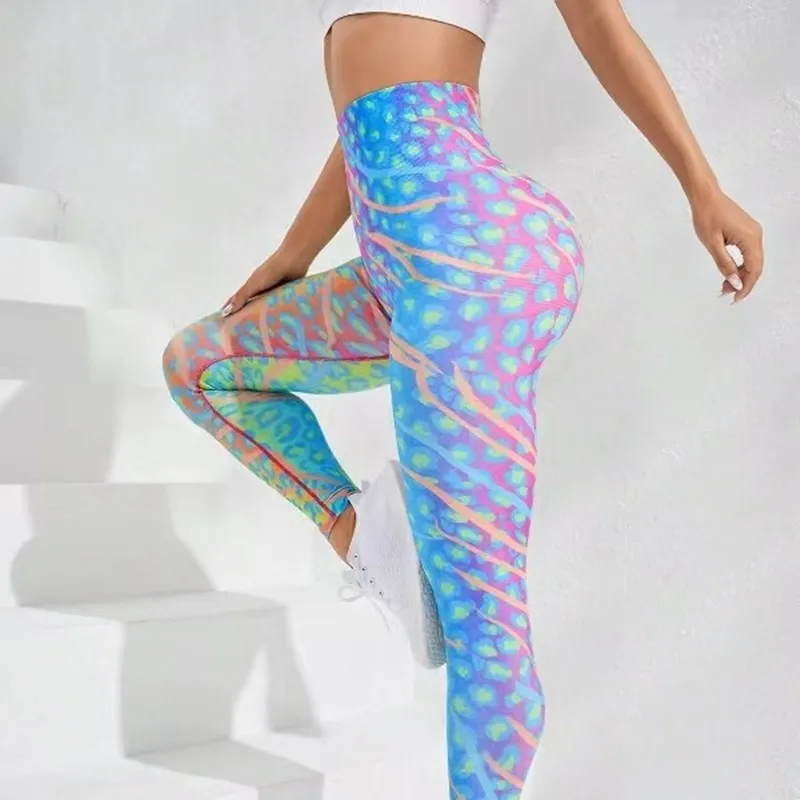 New 3D Print Tie Dye Sports Pants Women Seamless  Leggings High Waist Fitness Push Up Leggings