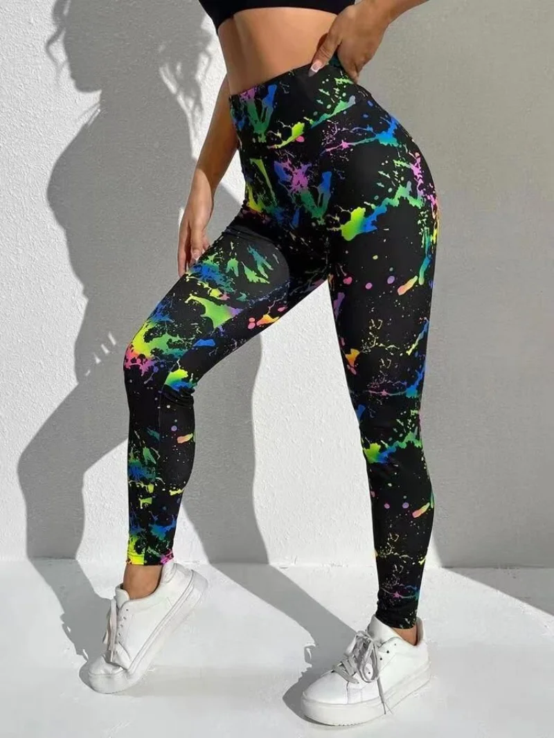 New 3D Print Tie Dye Sports Pants Women Seamless  Leggings High Waist Fitness Push Up Leggings