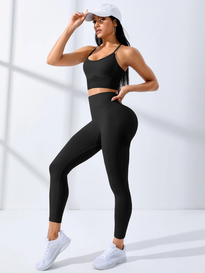 2025 Women's 2-Piece Yoga Set - Seamless Leggings & Sports Bra - Image 4
