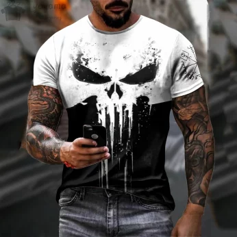 Men's T Shirt 3d Print Military Patriotic Skull O-Neck T Shirt 2025
