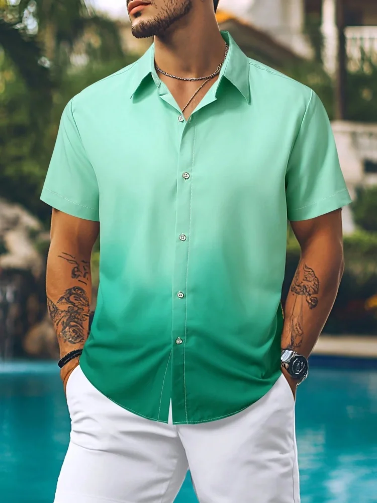 Striped Printed Men's Long-sleeved Shirt Summer Casual Men's Single-breasted Shirt