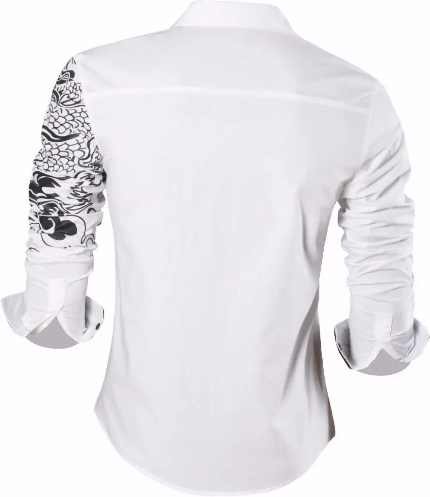 Sportrendy Men's Shirt Dress Casual Long Sleeve Fashion Dragon Stylish Sportrendy Men's Shirt Dress Casual Long Sleeve Fashion Dragon Stylish