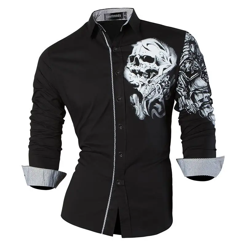 Sportrendy Men's Shirt Dress Casual Long Sleeve Fashion Dragon Stylish Sportrendy Men's Shirt Dress Casual Long Sleeve Fashion Dragon Stylish