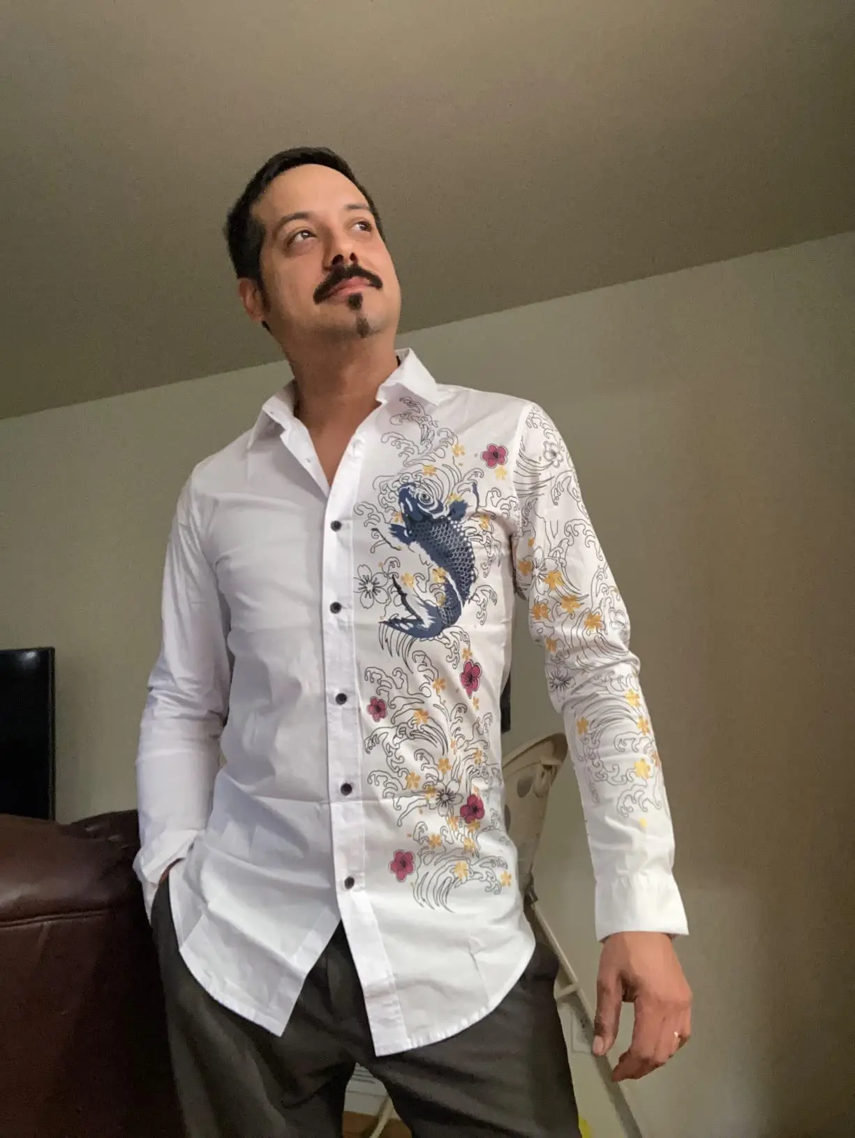 Sportrendy Men's Shirt Dress Casual Long Sleeve Fashion Dragon Stylish Sportrendy Men's Shirt Dress Casual Long Sleeve Fashion Dragon Stylish