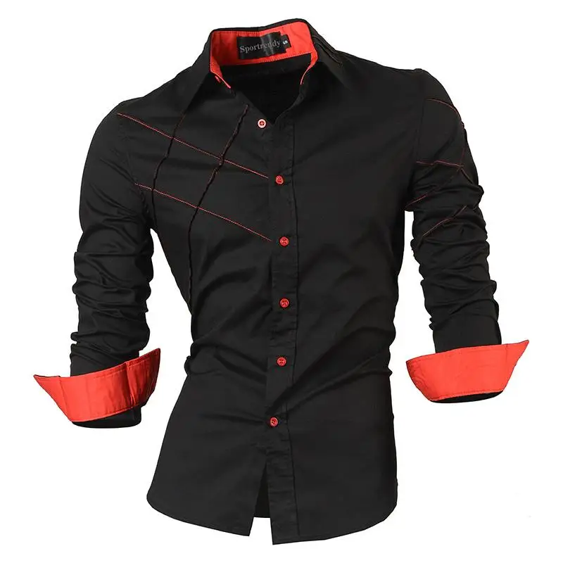 Sportrendy Men's Shirt Dress Casual Long Sleeve Fashion Dragon Stylish Sportrendy Men's Shirt Dress Casual Long Sleeve Fashion Dragon Stylish