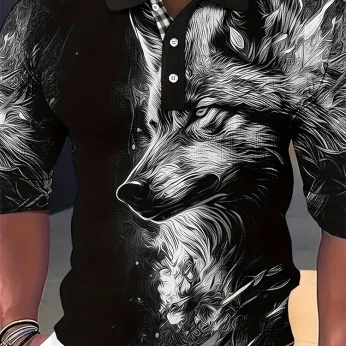 Summer Fashion 3D Lion Print Polo T-shirts for Men Casual Harajuku Streetwear Top Animal Print Men's Short Sleeve