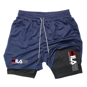 Men'S Compression Shorts Summer Gym Fitness 2 In 1 Double Layer Breathable Running Sports Shorts