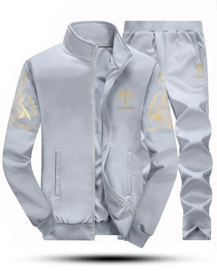 2025 New Men's Tracksuit Fleece Jacket and Sweatpants 2 Piece Set Spring Men Sweatsuit