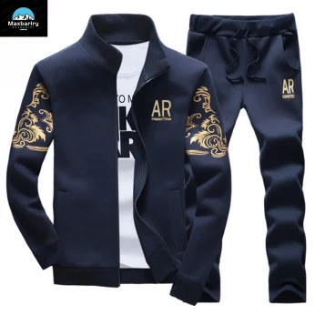 2025 New Men's Tracksuit Fleece Jacket and Sweatpants 2 Piece Set Spring Men Sweatsuit