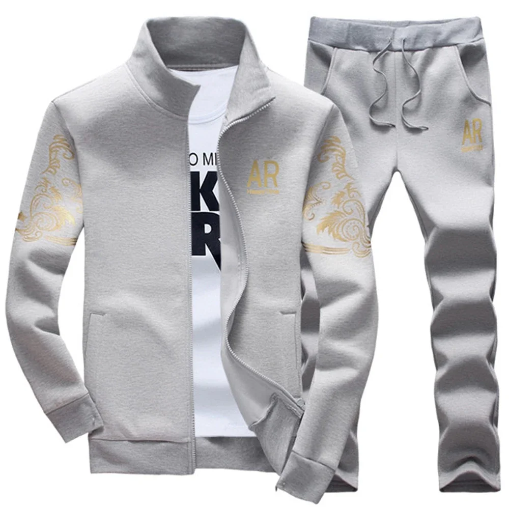 2025 New Men's Tracksuit Fleece Jacket and Sweatpants 2 Piece Set Spring Men Sweatsuit