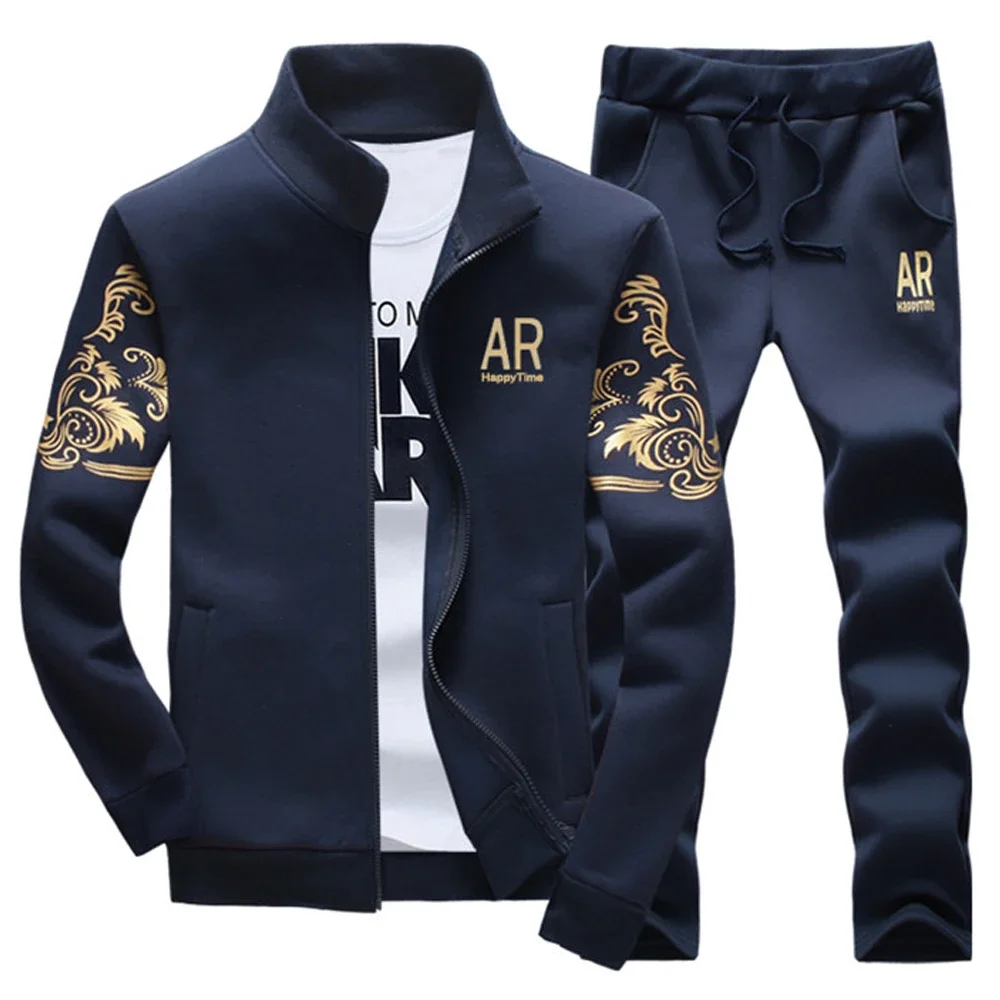 2025 New Men's Tracksuit Fleece Jacket and Sweatpants 2 Piece Set Spring Men Sweatsuit