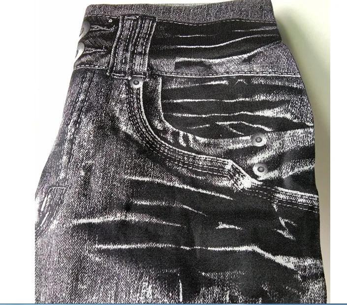 2025 Women's Faux Denim Leggings - Long Pocket Pencil Pants, Sizes S-5XL