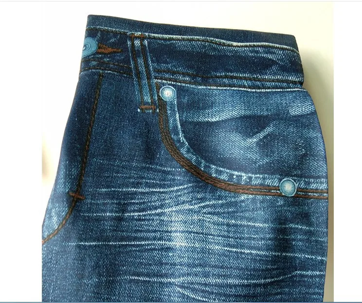 2025 Women's Faux Denim Leggings - Long Pocket Pencil Pants, Sizes S-5XL