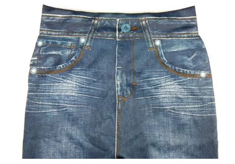 2025 Women's Faux Denim Leggings - Long Pocket Pencil Pants, Sizes S-5XL