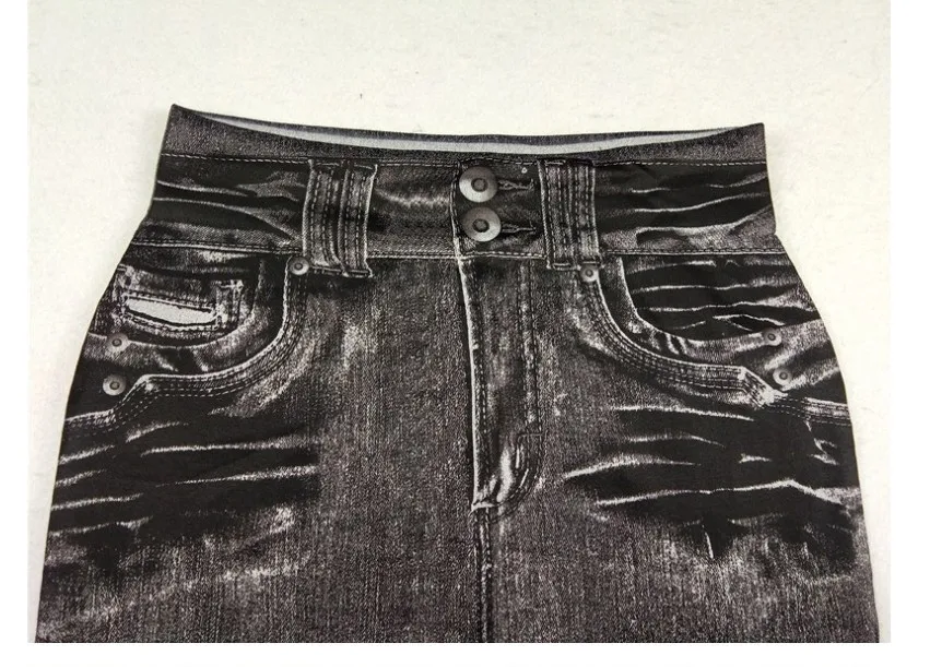 2025 Women's Faux Denim Leggings - Long Pocket Pencil Pants, Sizes S-5XL