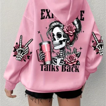Expensive Talks Back Funny Print Women's Hoodie - Harajukus-Style Loose Fit Fleece Sweatshirt