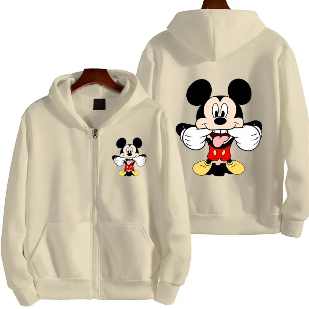 2025 Disney Mickey Mouse Women's Zipper Hoodie - Fall/Winter Fleece Jacket, Korean-Style Cartoon Coat 2025 Disney Mickey Mouse Women's Zipper Hoodie - Fall/Winter Fleece Jacket, Korean-Style Cartoon Coat