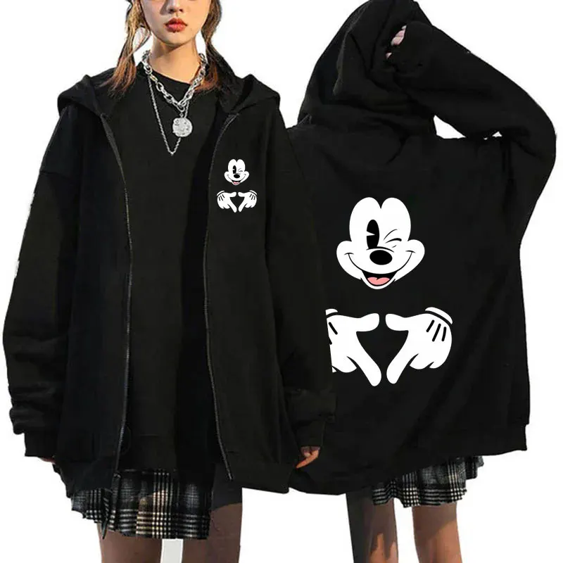 2025 Disney Mickey Mouse Women's Zipper Hoodie - Fall/Winter Fleece Jacket, Korean-Style Cartoon Coat 2025 Disney Mickey Mouse Women's Zipper Hoodie - Fall/Winter Fleece Jacket, Korean-Style Cartoon Coat