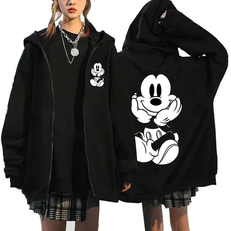 2025 Disney Mickey Mouse Women's Zipper Hoodie - Fall/Winter Fleece Jacket, Korean-Style Cartoon Coat 2025 Disney Mickey Mouse Women's Zipper Hoodie - Fall/Winter Fleece Jacket, Korean-Style Cartoon Coat