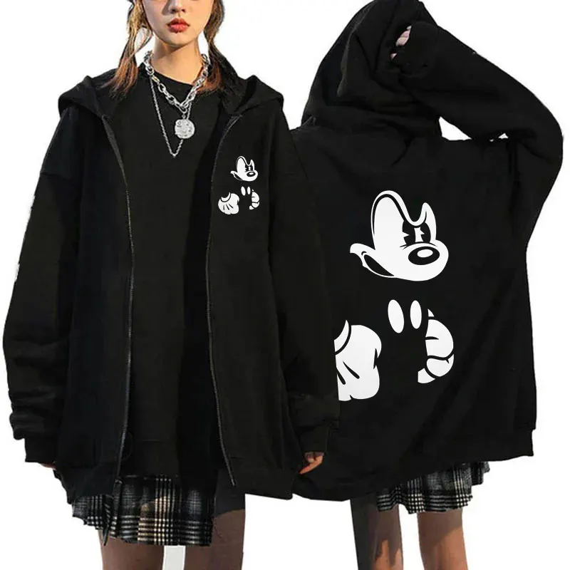 2025 Disney Mickey Mouse Women's Zipper Hoodie - Fall/Winter Fleece Jacket, Korean-Style Cartoon Coat 2025 Disney Mickey Mouse Women's Zipper Hoodie - Fall/Winter Fleece Jacket, Korean-Style Cartoon Coat