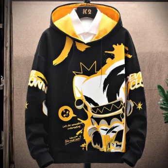 Men's Anime Hoodie - Pastel Color Manga Sweatshirt with Hip Hop Streetwear Style, Aesthetic Emo Design